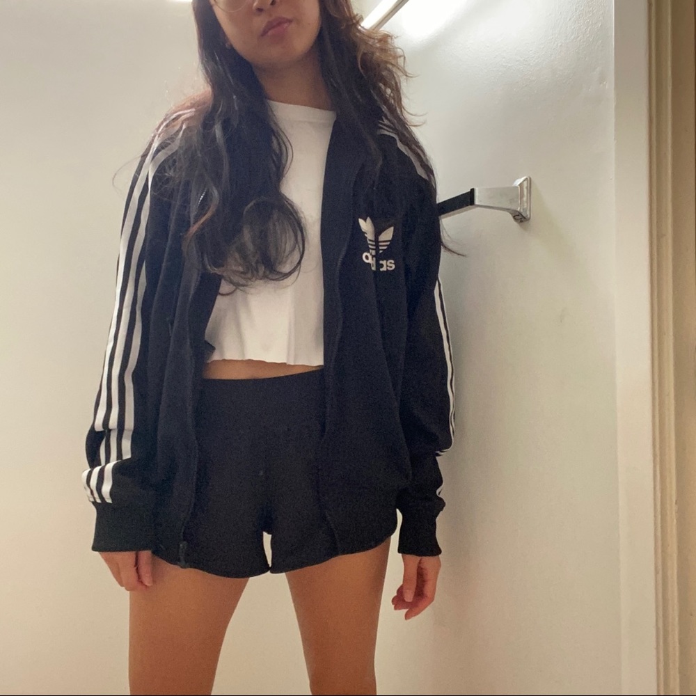 Adidas three stripes jacket with hoodie